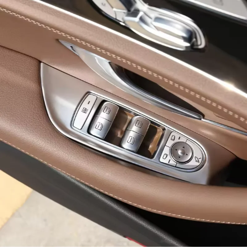 

LHD For Mercedes Benz E Class W213 2016 - 2018 Car Door Window Switch Panel Button Frame Cover ABS Chrome Style Trim Accessories
