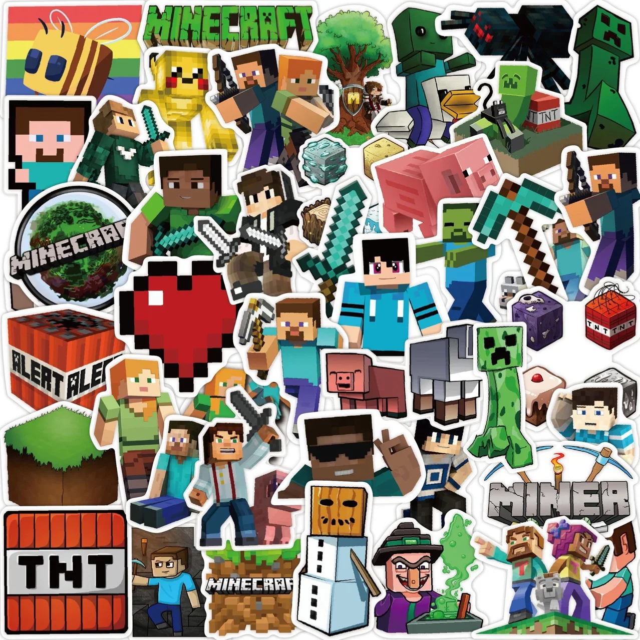 50 قطعة لعبة بكسل تحت عنوان ملصقات مقاومة للماء Minecrafted ملصقات الكرتون رسومات الشعار المبتكرة سكيتبورد حقائب ألعاب أطفال الأولاد الهدايا