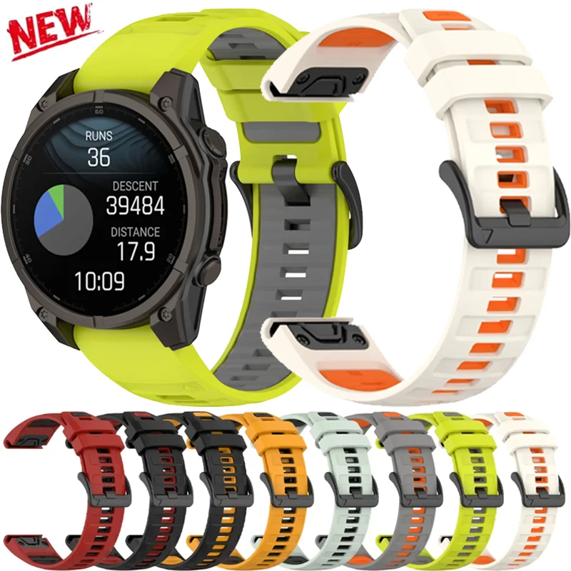 Offizielles Quick Fit 26 mm 22 mm 20 mm Silikonarmband für Garmin Fenix-Tactix-Quatix 8/Instinct 3 Sportarmband Forerunner 965/970