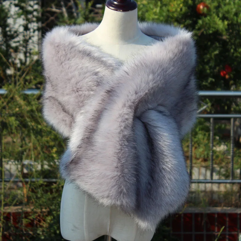 Walk Beside You Ivory Faux Fur Jackets for Women Wedding Wrap Shawl Bridal Bride Bolero Party Stole Cape Accessory Shrug Stock