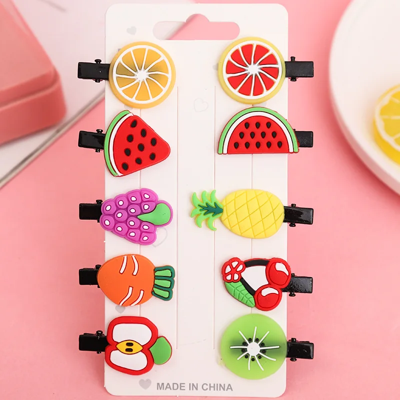 Junyeh 10 Stks/set Cartoon Kinderen Prinses Haarclip Set Schattige Fruit Ijs Vorm Eenhoorn Haaraccessoires Hoofdtooi Clip