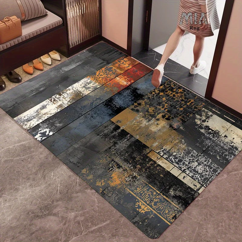 Vintage Faux Wood Doormat, Rustic Wood Grain Entrance Non Slip Rug, Washable Kitchen Bathroom Living Room Carpet