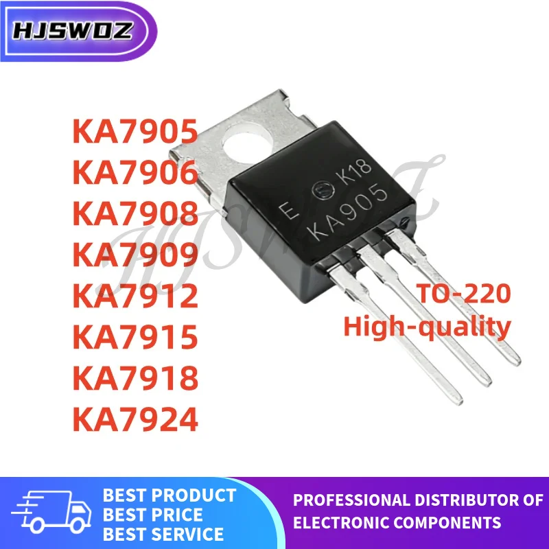 10Pieces KA7908 KA7905 KA7918 KA7924 KA7912 KA7909 KA7915 KA7906 TO-220 voltage regulator tube NEW