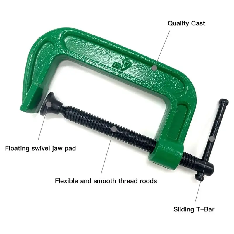 M12K-Heavy Duty Steel C-G Clamp, 2Pcs 4 Inch C-Clamp Set Industrial Strength C-Clamps For Woodworking, Welding, And Building