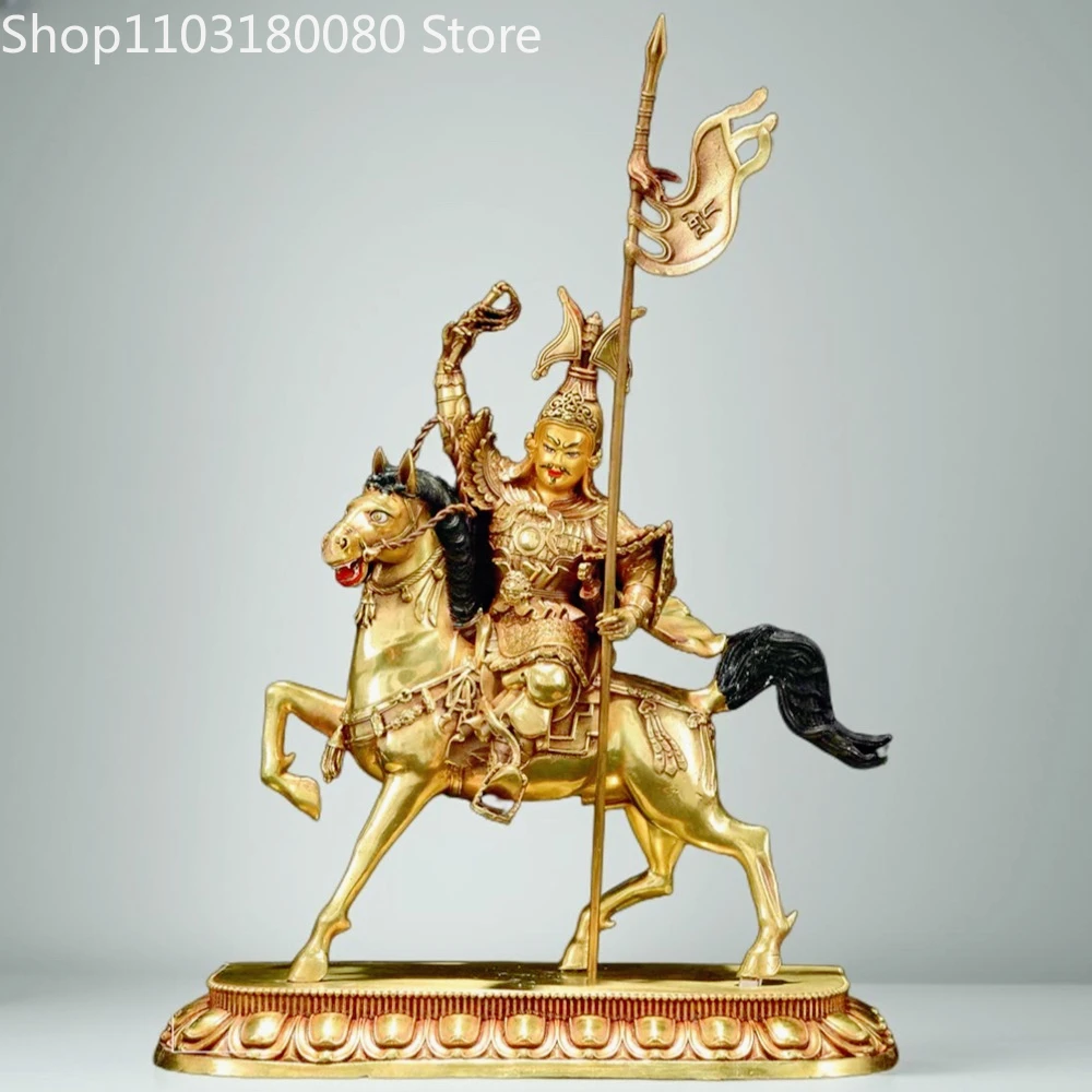 22cm Copper gilding King Gesar statue sculpture