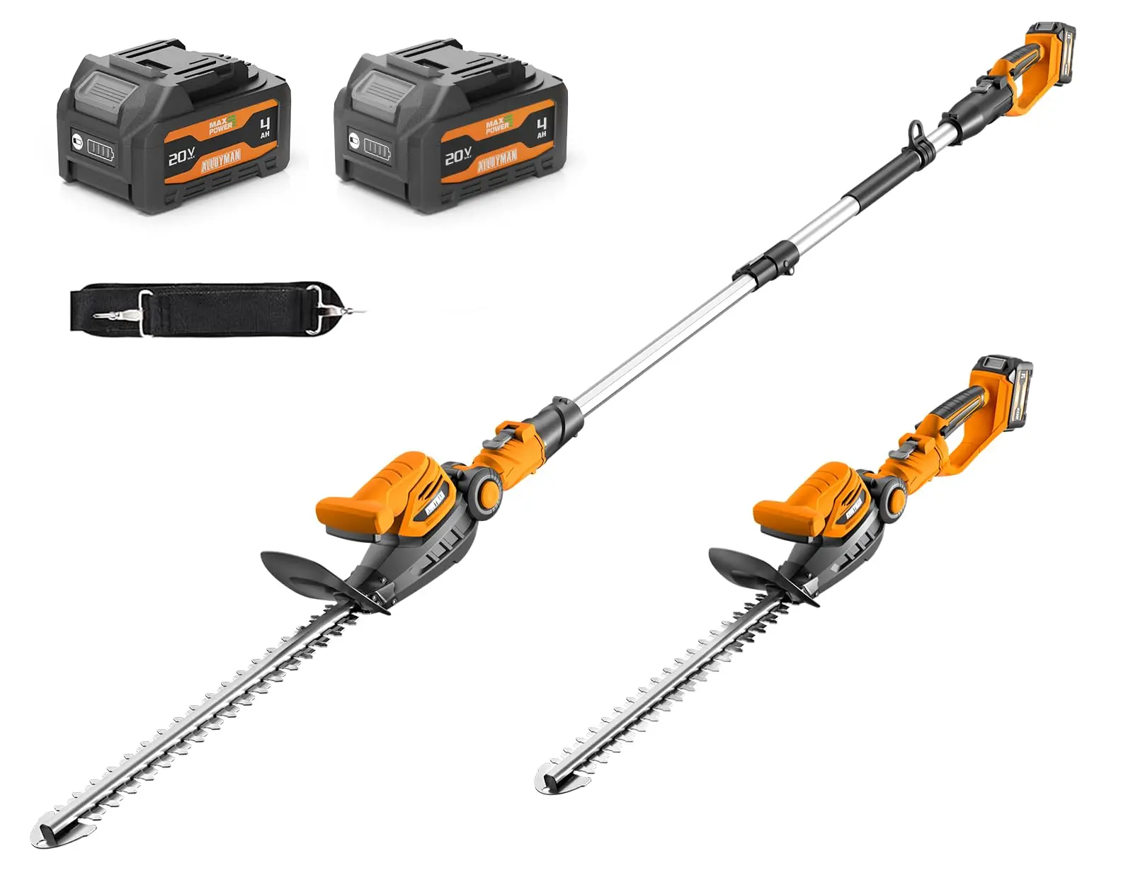 20V 2-in-1 Cordless Pole & Handheld Hedge Trimmer,Electric Hedge Trimmer with 2 Packs 4.0Ah & Charger,8.5-Feet Reach