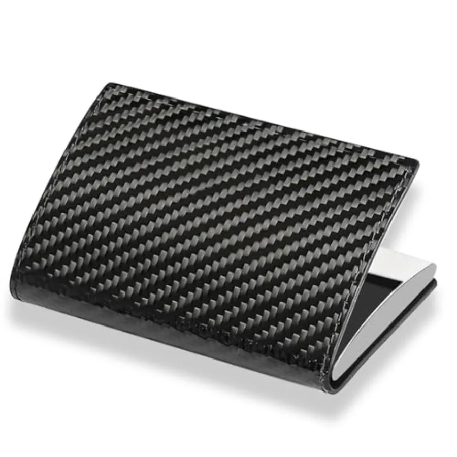 

Real Carbon Fiber Business Card Holder, Portable Pocket Business Card Holder Case with RFID Blocking and Magnetic Closure, Eleg