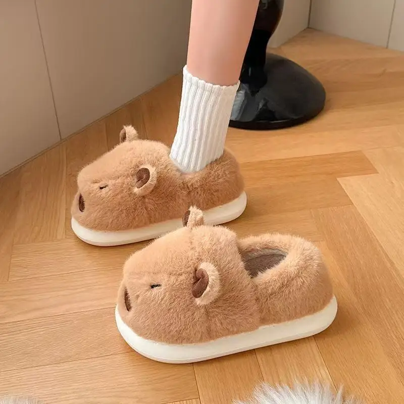 شباشب من الأمام، شباشب منزلية حرارية لطيفة، شباشب مريحة منفوشة للزوجين غير قابلة للانزلاق للرجال والنساء