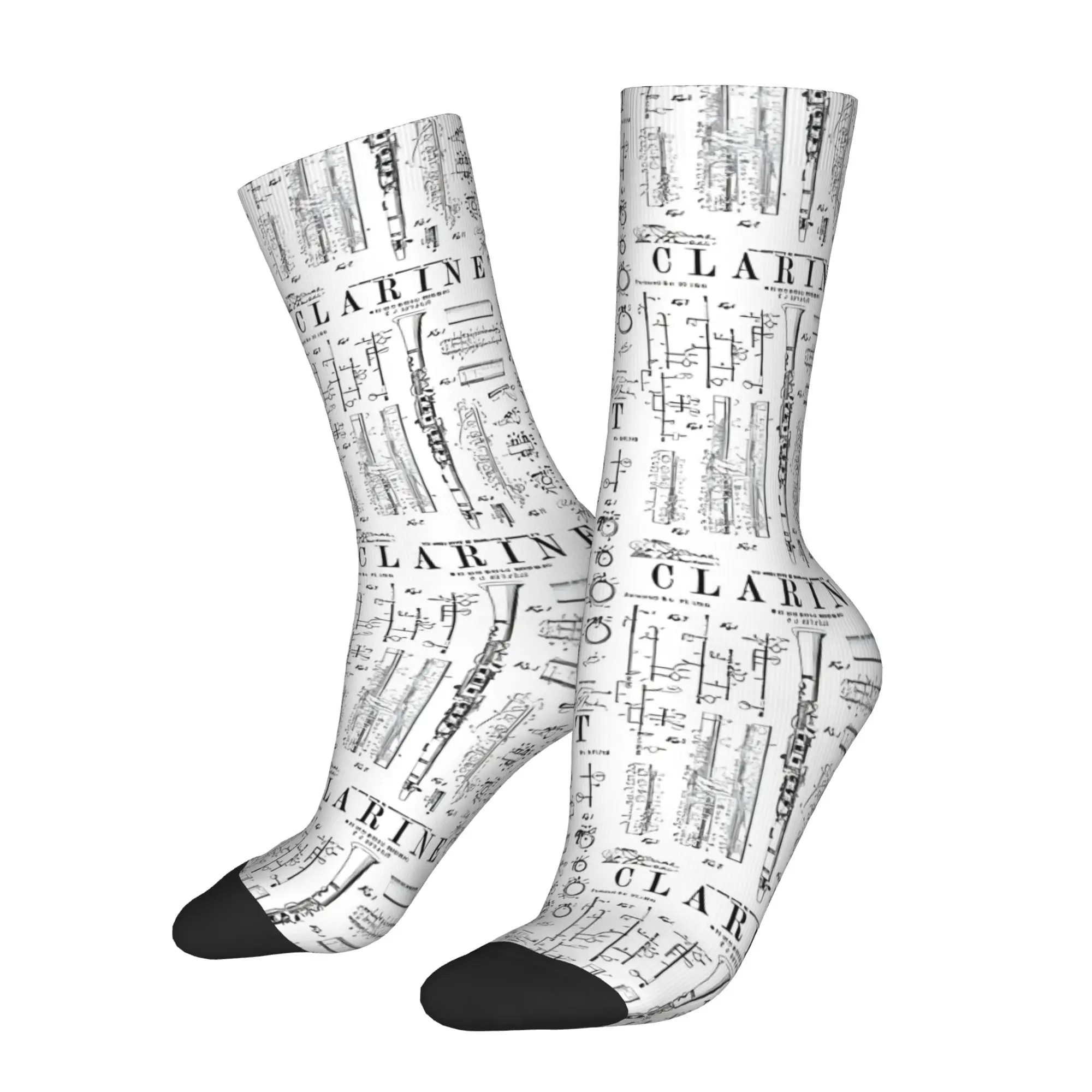 

Clarinet Patent Clarinetist Drawing Print Sock Printed Man Polyester Fashion