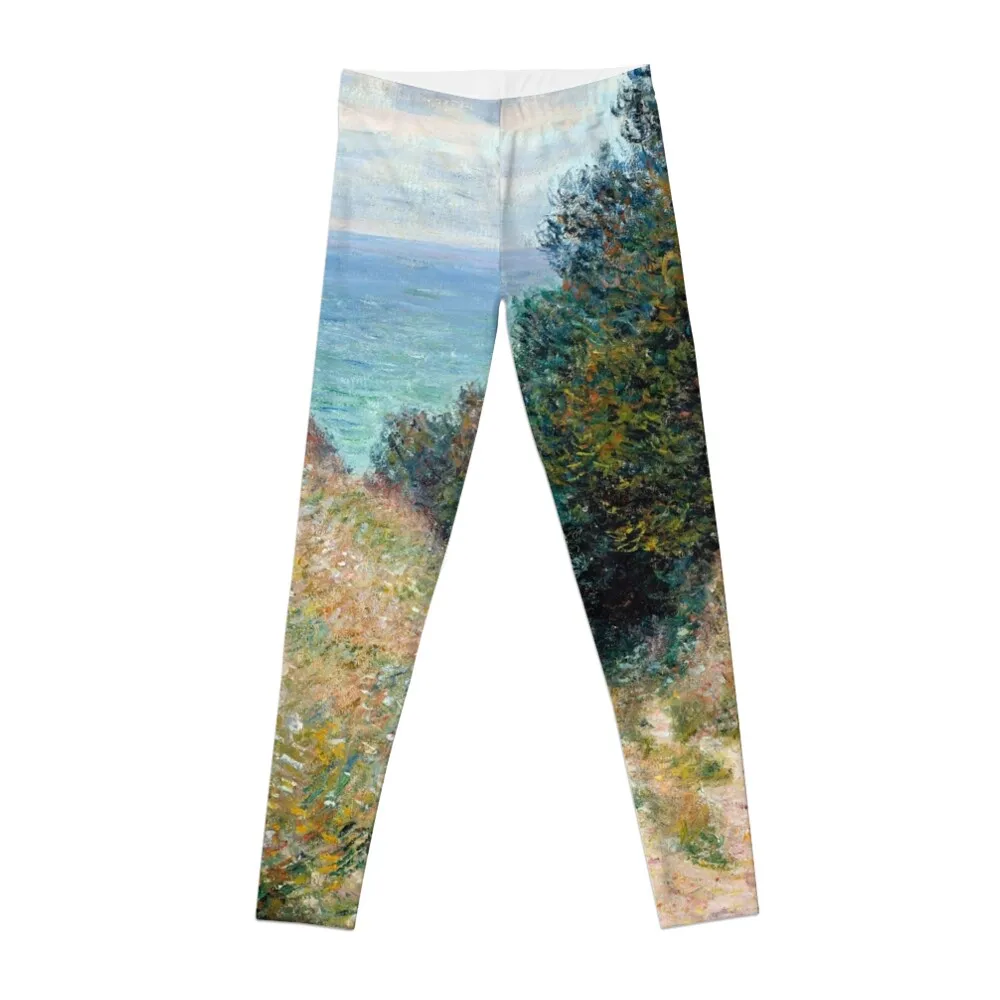 

1882-Claude Monet-Road at La Cavée, Pourville-60 x 81 Leggings active wear exercise clothing for Womens Leggings