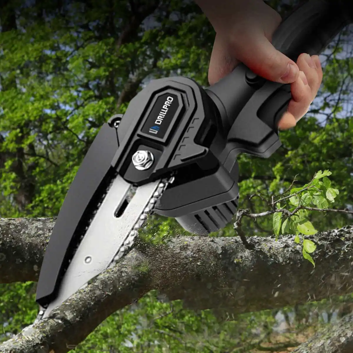 Drillpro 20V 6 Inch Chain Saw Cordless Mini Handheld Pruning Saw Woodworking Electric Saw Cutting Power Tool For  Battery