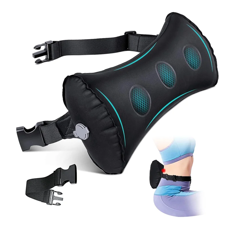 

T21C Office Chair Back Support Inflatable Lumbar Pillow For Airplane Travel For Car, Office Chair Back Support