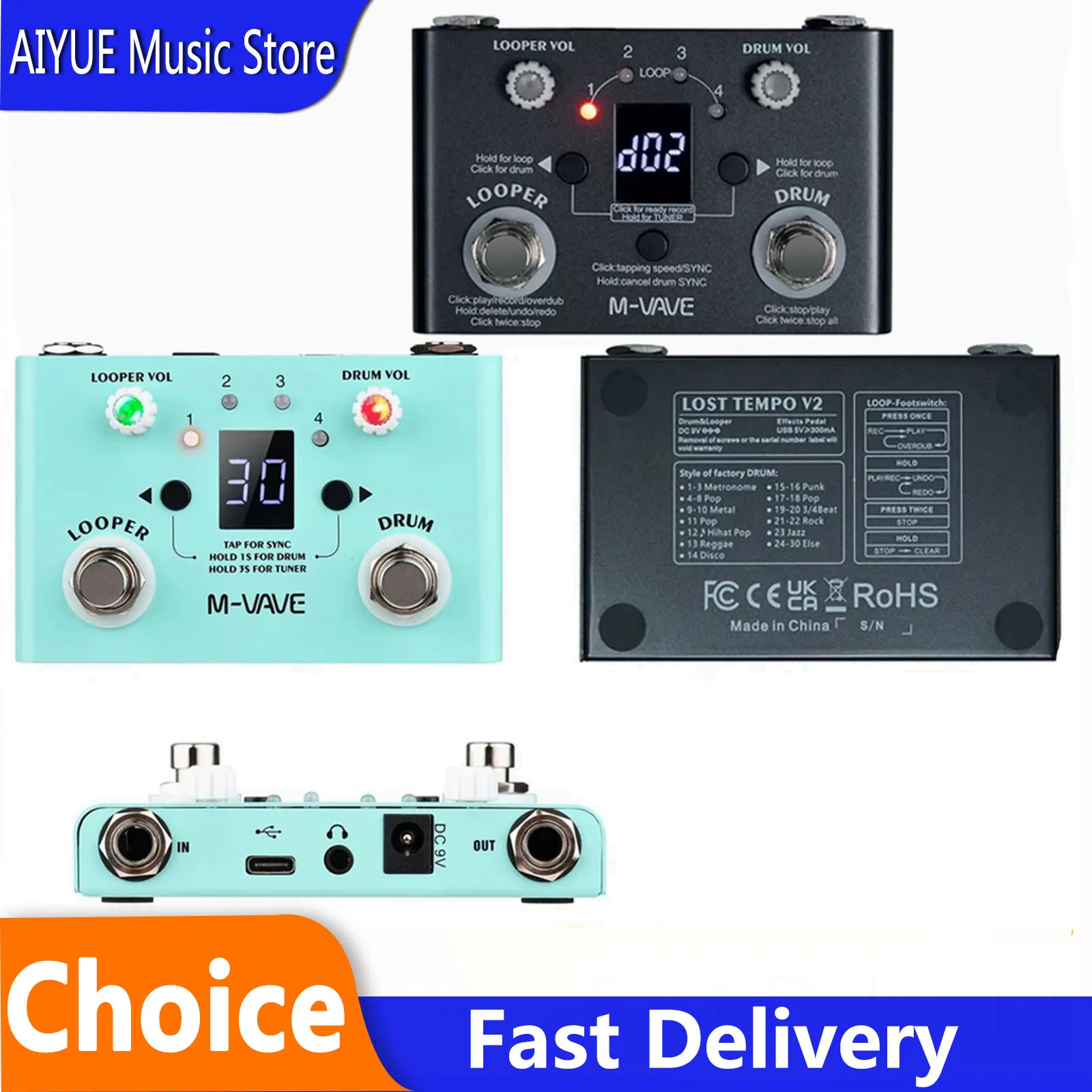 m-vave-lost-tempo-pedale-effetto-drum-looper-2-in-1-con-doppio-footswitch-e-funzione-looper