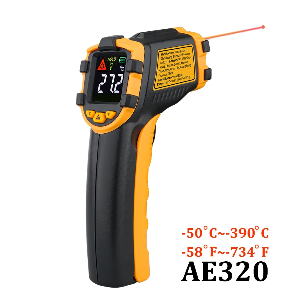 Digital Infrared Thermometer Laser Temperature Meter Non-contact Pyrometer Imager Hygrometer IR Termometro Color LCD Light Alarm