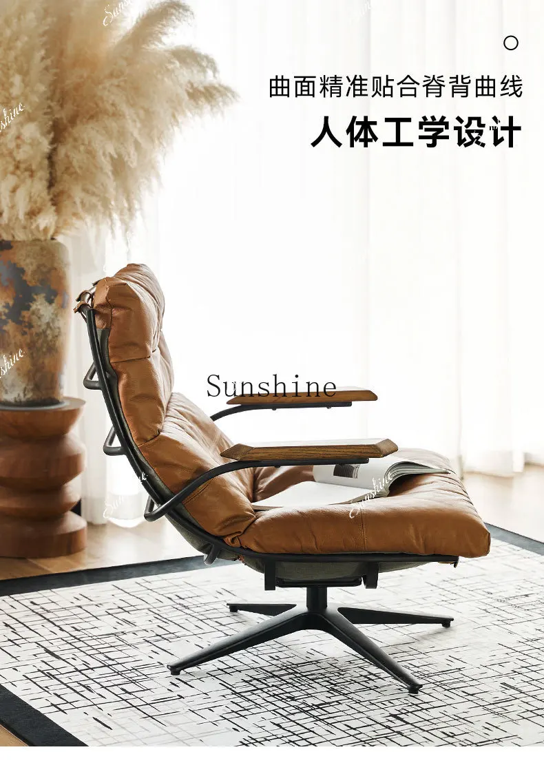 

Retro casual rotating sofa with armrests single leather recliner FT