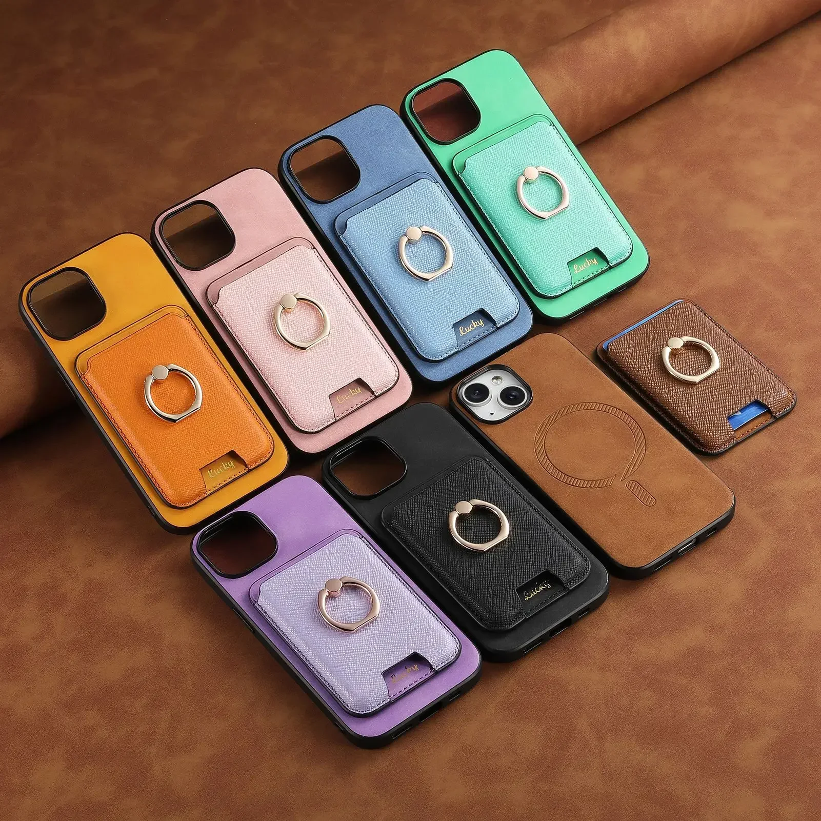 Magnetic Magsafe Wallet Case with Card Holder for IPhone 15 14 13 12 11 Pro Max XS XR 7 8 Plus Ring Holder PU Leather Cover
