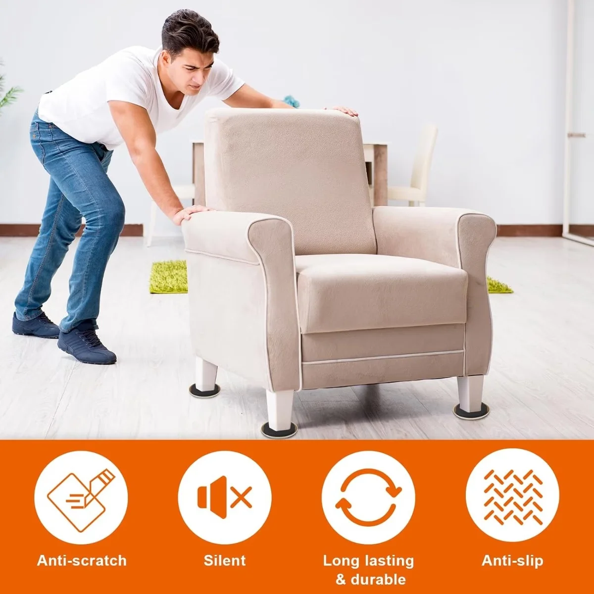 12pcs Heavy Duty Furniture Sliders 8.89cm - Reusable Round Carpet Moving Pads for Easy Sofa, Bed And Wardrobe Relocation