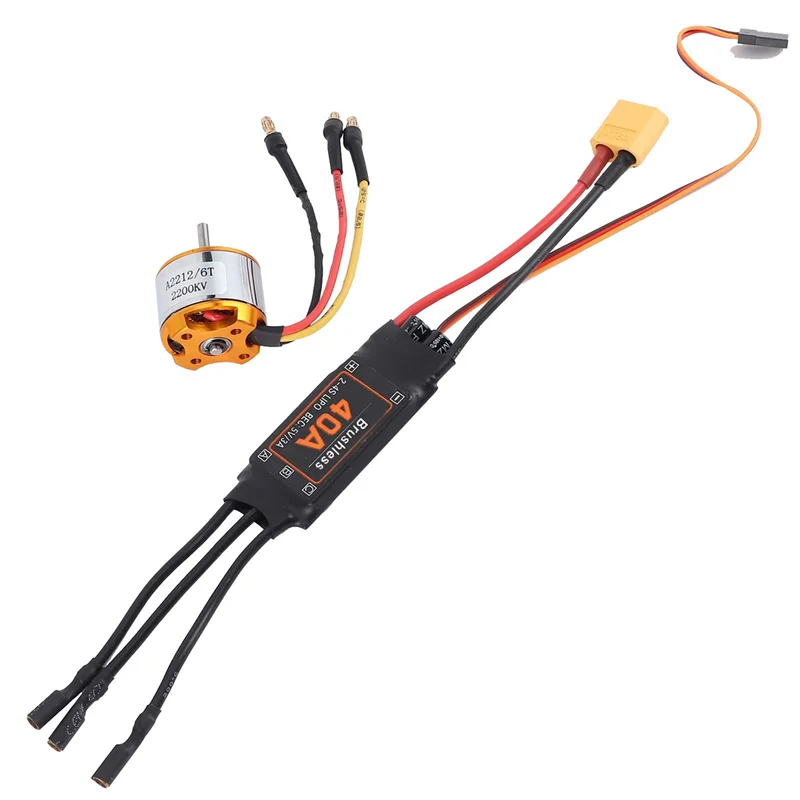 DELAM-2212 KV2200 모터+40A 브러시리스 ESC XT60 RC 모터 ESC 세트 (금속+플라스틱 RC 모터 ESC 세트 포함) 드론 헬리콥터용