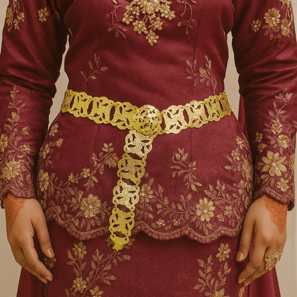 الكلاسيكية الفضة العرقية نمط حزام ماليزيا التقليدية المعادن الخصر سلسلة تايلاند المعصم مجوهرات فستان الرقص حزام سلاسل الزفاف #4