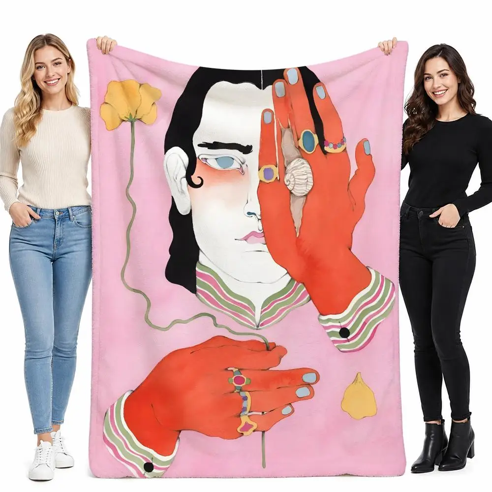 Lou B-Benesch Famous Artist Throw Soft Cozy Flannel Blanket for Couch Sofa Bed, Mid-Century Modern Art Lover Gift