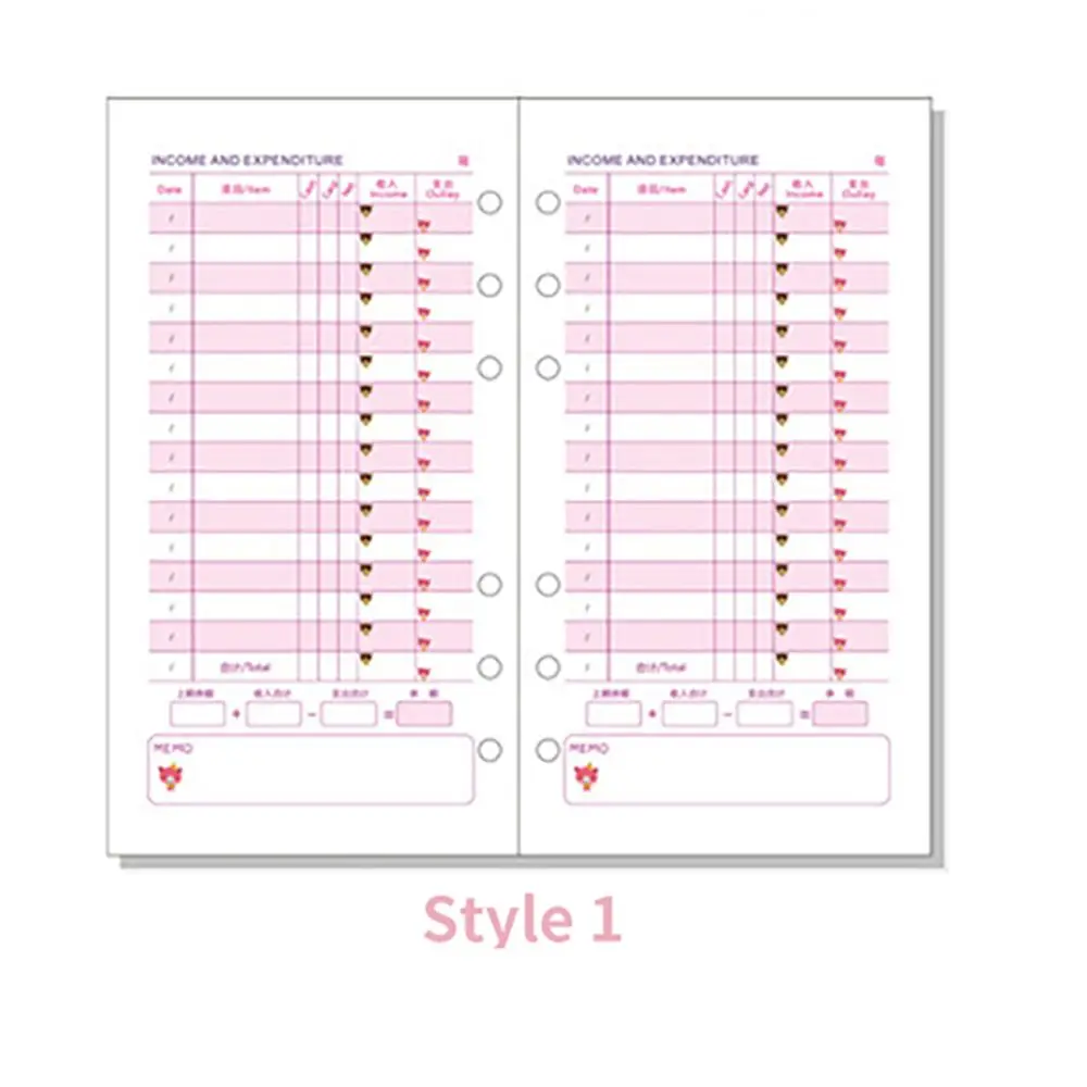 

Agenda Kawaii A5 A6 Monthly Weekly 40 sheet Paper Refill Loose Leaf Notebook Refill Binder Inner Pages