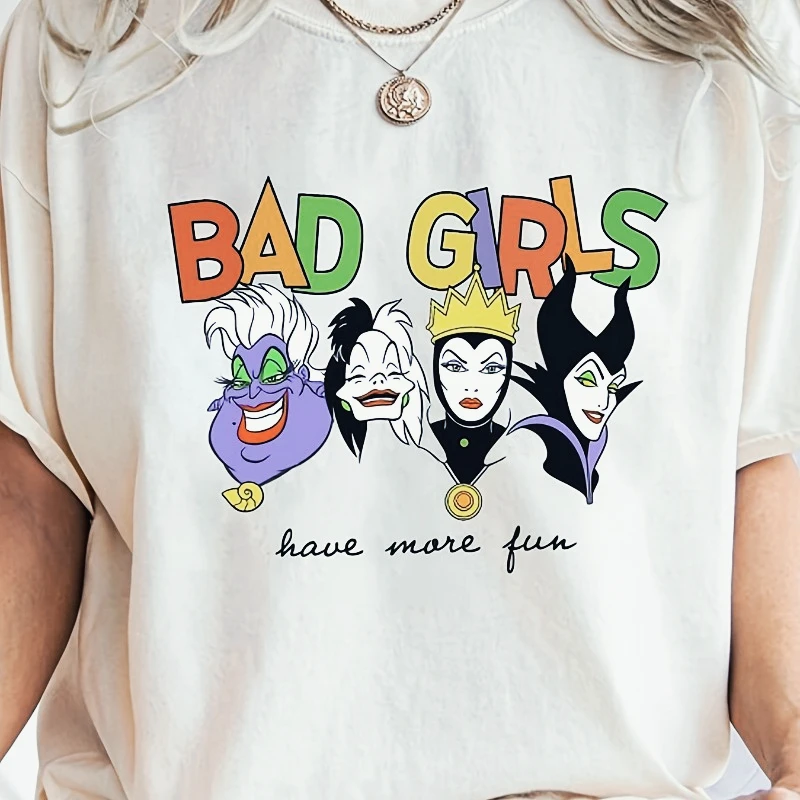 

Classic Anime and Rebellious Female Villains Love Retro T-shirts Featuring Krura, Shura, Maleficent Curse, and Evil Queen