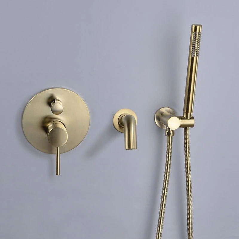 Copper Brushed Gold Hot Cold Water Faucet Concealed Bathtub Edge Split Wall Faucet for Bathroom Decorative Plumbing Hardware