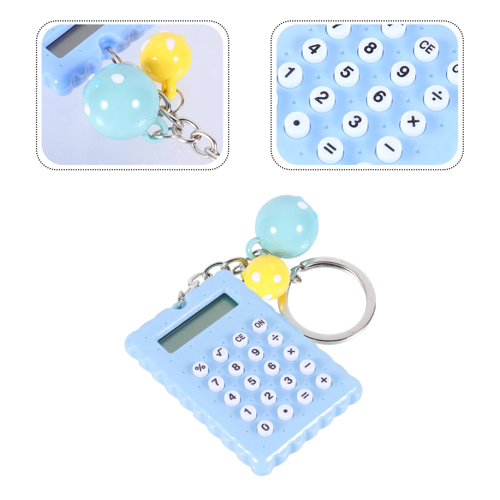 Mini calcolatrice con fibbia chiave Cancelleria per studenti Caramelle Tasca portatile in PVC Bellissimo portachiavi Design Bambino