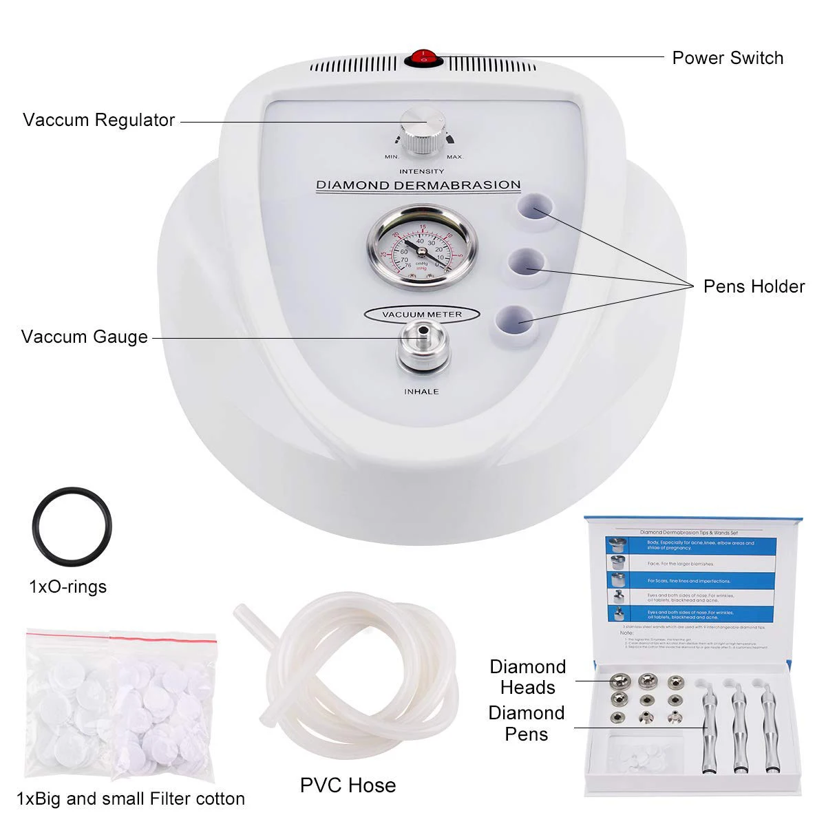

New Diamond Microdermabrasion Machine Professional Dermabrasion Home Use Facial Skin Care Equipment 65-68cmHg Suction Power