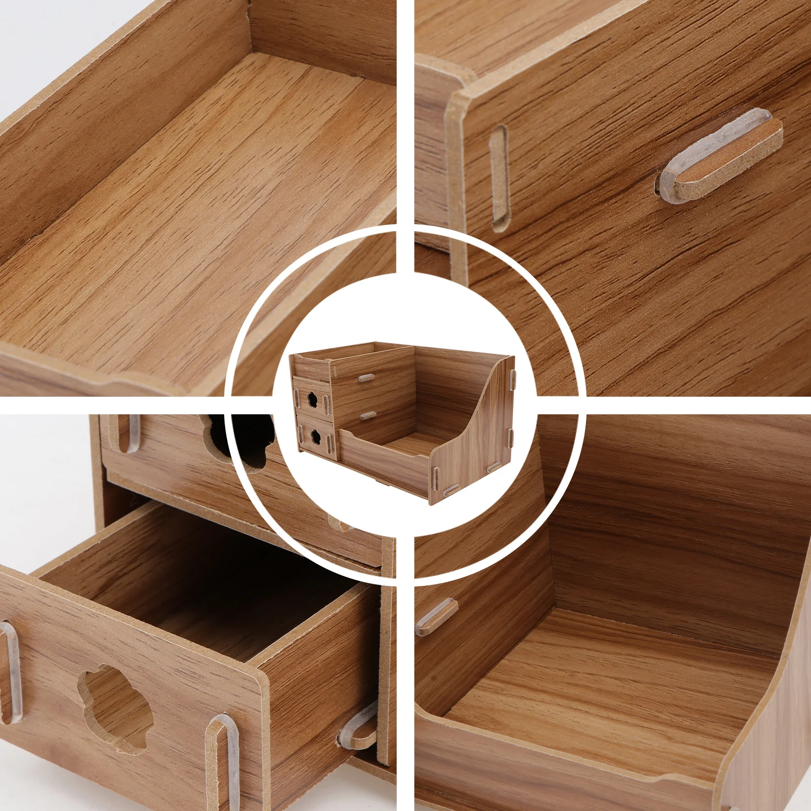 

1Pcs Wooden Desktop Organizer Sturdy Compact Storage Box Multifunction Home Dressing Table Sundries Container