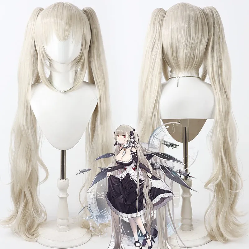 

Парик для косплея HMS Formidable Azur Lane Biege, длинный хвост, 100 см, термостойкие синтетические волосы, вечерние ролевые игры на Хэллоуин