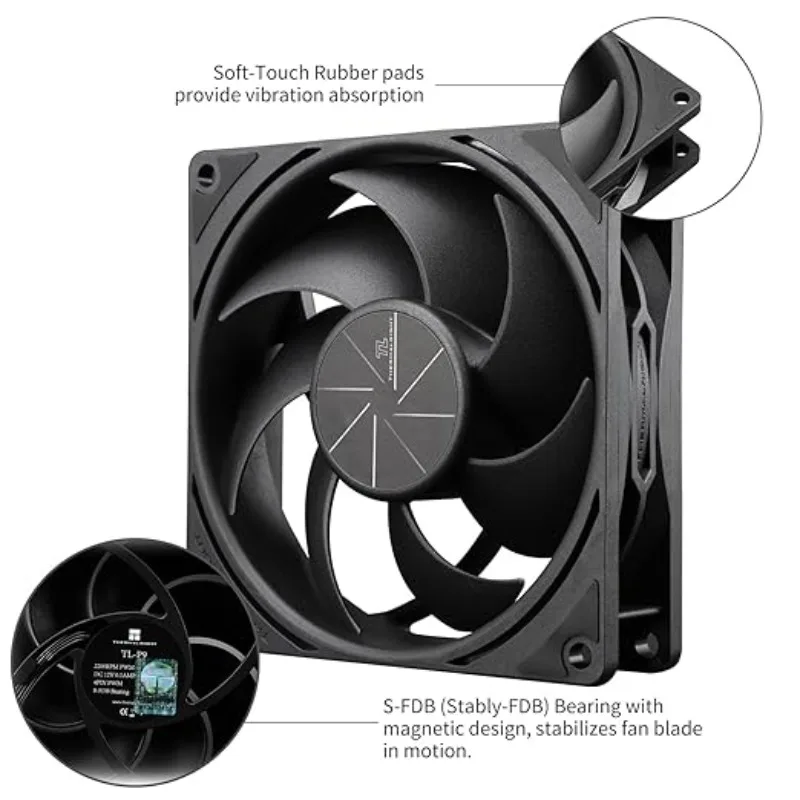 Thermalright TL-P9 CPU Fan Computer Case Cooling Quiet 4PIN PWM Fan High Performance 92mm Silent Cooler 2200RPM Speed Case Fan