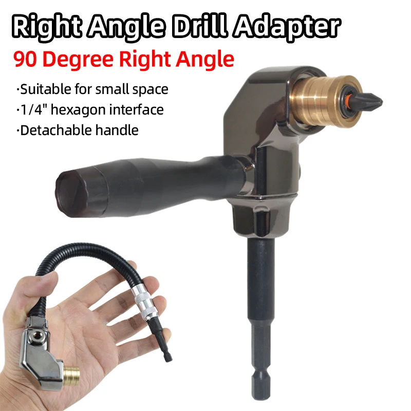 90 Degree Right Angle Screwdriver Socket Holder Adapter Adjustable Flexible Shaft Soft Extension Attachment 1/4 Hex Drill Tool