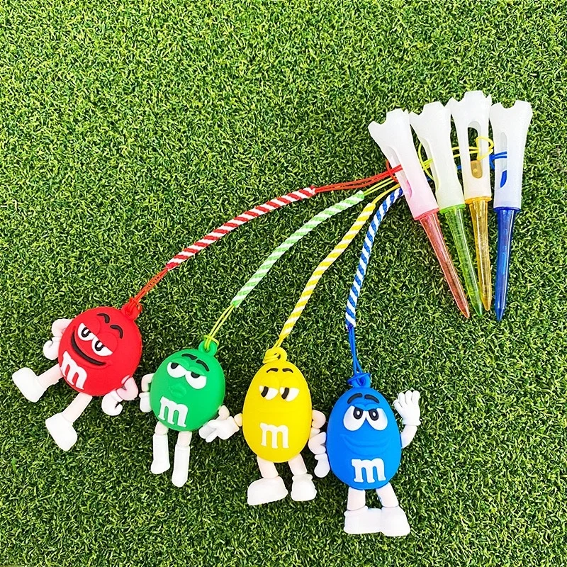 Juego de 4 Tees de Golf de Dibujos Animados con Cabeza de Plástico Suave, Divertidos Tees de Golf con Función Antipérdida, Su...