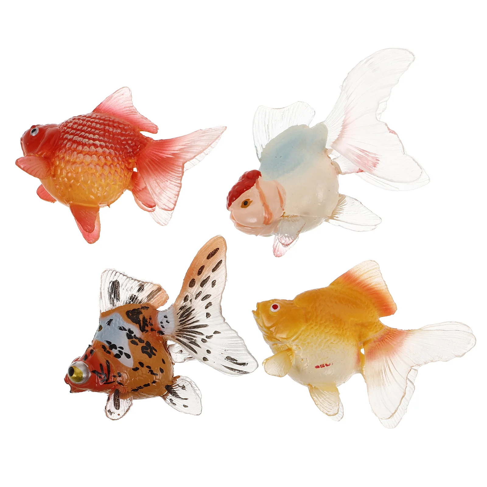 4 Pcs Simulated Fish Toys Tank Decor Artificial Goldfish Plastic Sculptures Ornament Model Ocean Child