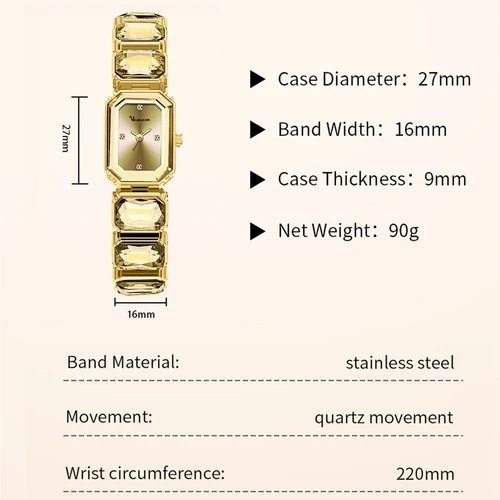 Imagen 2 del producto Reloj cuadrado para mujer, reloj de pulsera de moda con movimiento de cuarzo Original y diamantes de agua de acero inoxidable de lujo, relojes de oro rosa para mujer