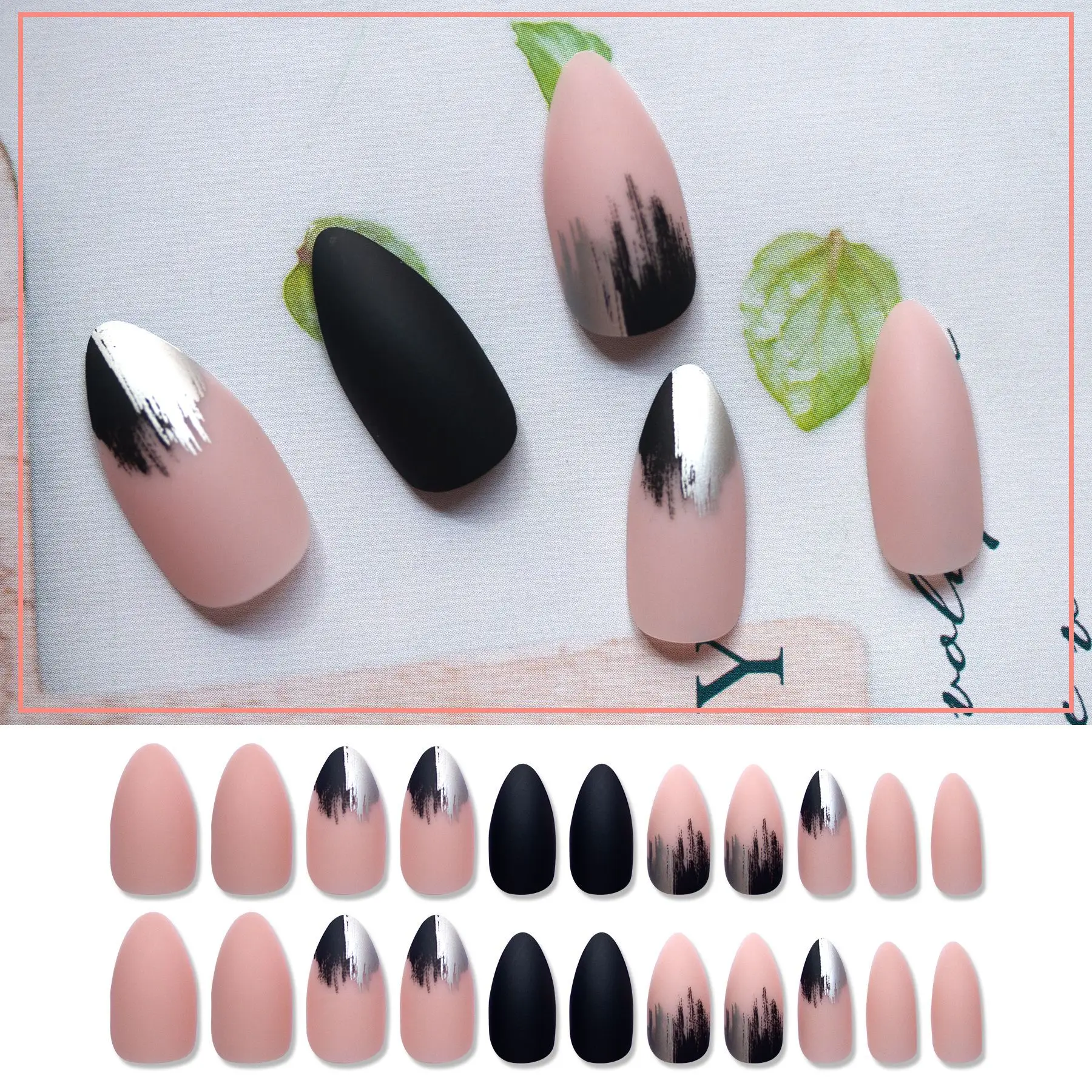 24PCS DIY Semi Cured Gel Nail Stickers Long-Lasting Solid Color Nail Strips Patch Slider UV Lamp Cured Decal Nail Manicure Patch