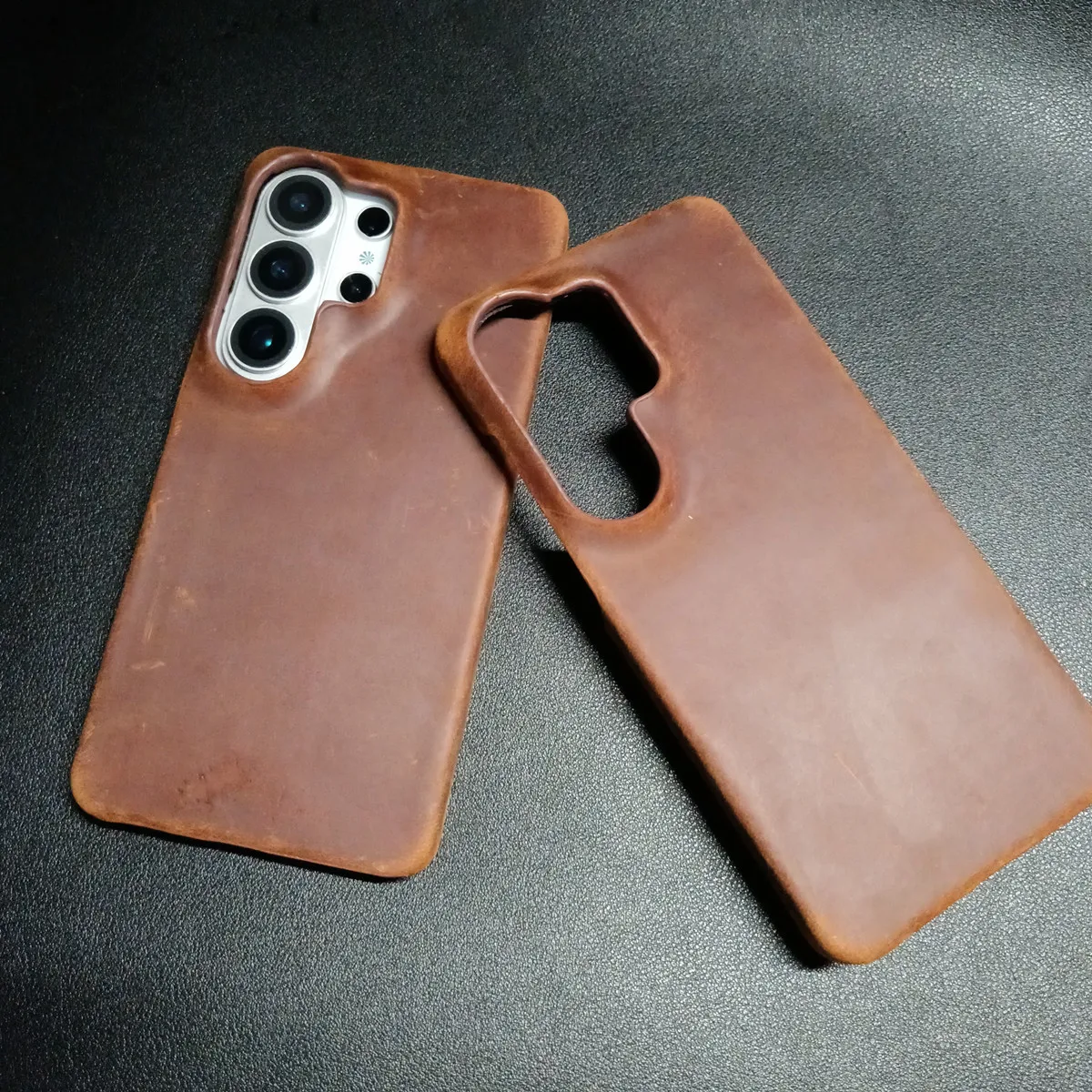 Echtes Crazy Horse Leder-Etui für Samsung Galaxy S26 Ultra S25 S24 PULL-UP Rindsleder Matt Vintage Handy-Schutzhülle