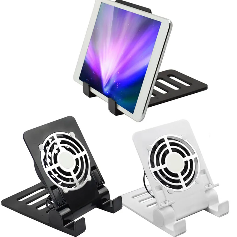 

Phone Tablet PC Holder and Cooling Fans Quiet Cooling Pad Radiator with Foldable Stand Holder for iPhone iPad Tablets