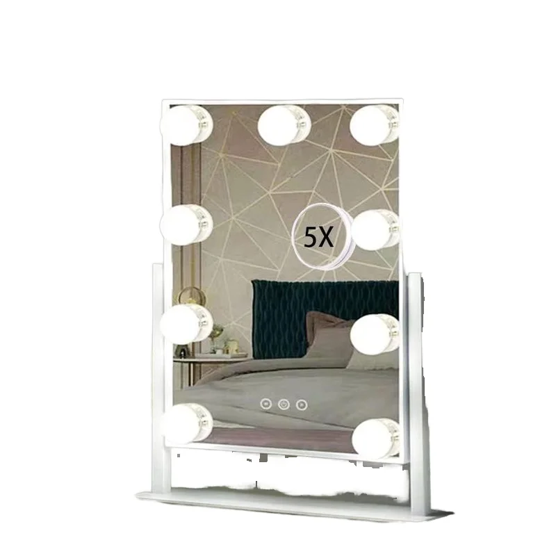 Fashion Makeup Mirror Dimmable LED Makeup Mirror with Touch Switch Modern Bedroom Glass Makeup Mirror