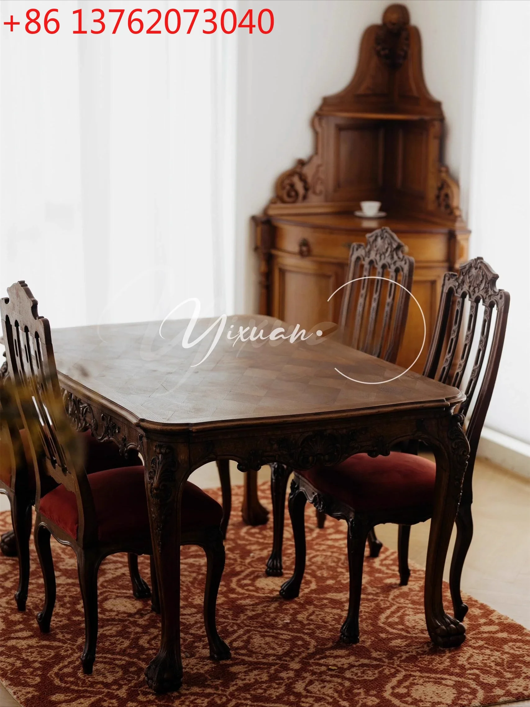 

American retro solid wood dining table household 1.5 meters table dining chair solid wood table