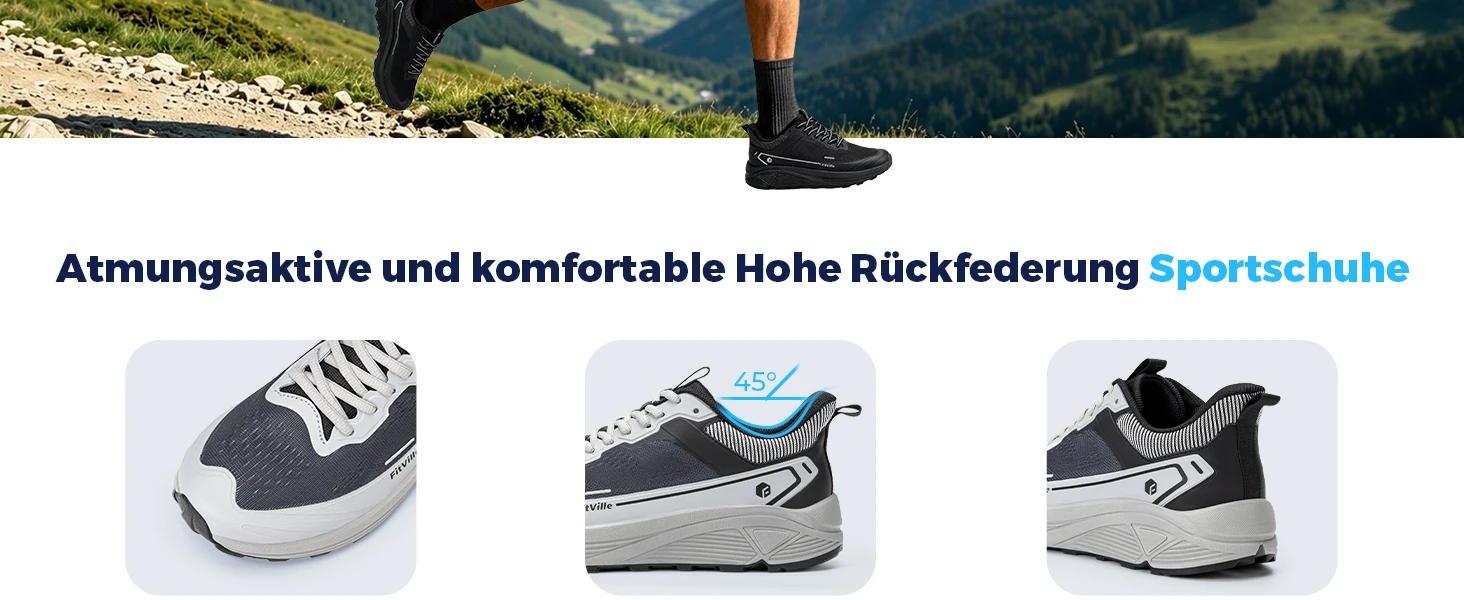 FitVille Herren Trail-Laufschuhe mit breiter Zehenpartie, lässige Sportschuhe, atmungsaktive, rutschfeste Wanderschuhe mit Dämpfung für Herren – Detail 4