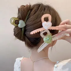 Muweordy Heart-shaped Hair Claws Jelly Colored Hair Claw Clips Cute Hair Clip Vintage Hair Clips Korean Hair Accessory For Women