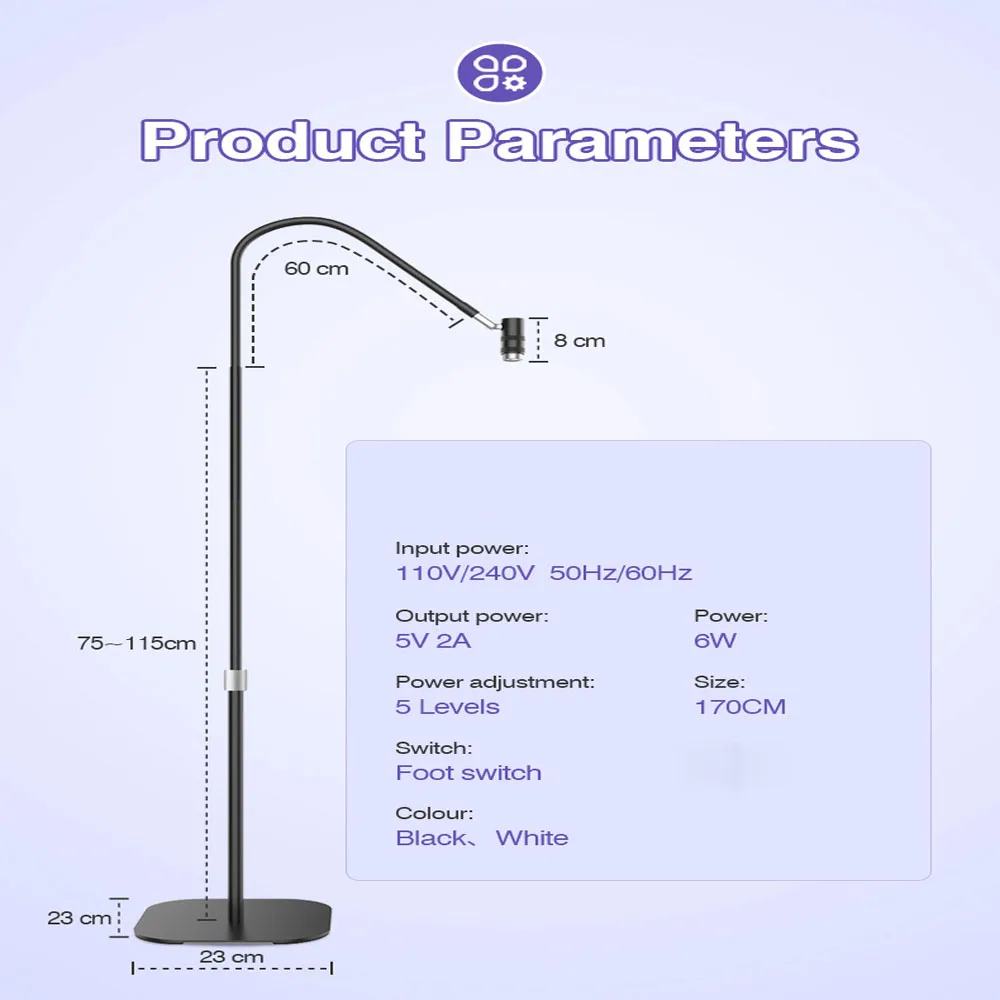 6W UV Eyelash Curing Lamp UV Lash Colloidal Light Touch Control Focus Foot Switch 5V for Nail Dryer Eyelash Extensions