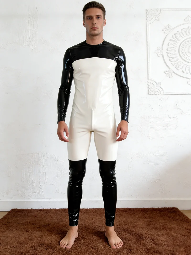 

Костюм-боди из чистого латекса, косплей-костюм, комбинезон с эффектом мокрой кожи, на молнии сзади, 0,4 мм, размеры S-XXL