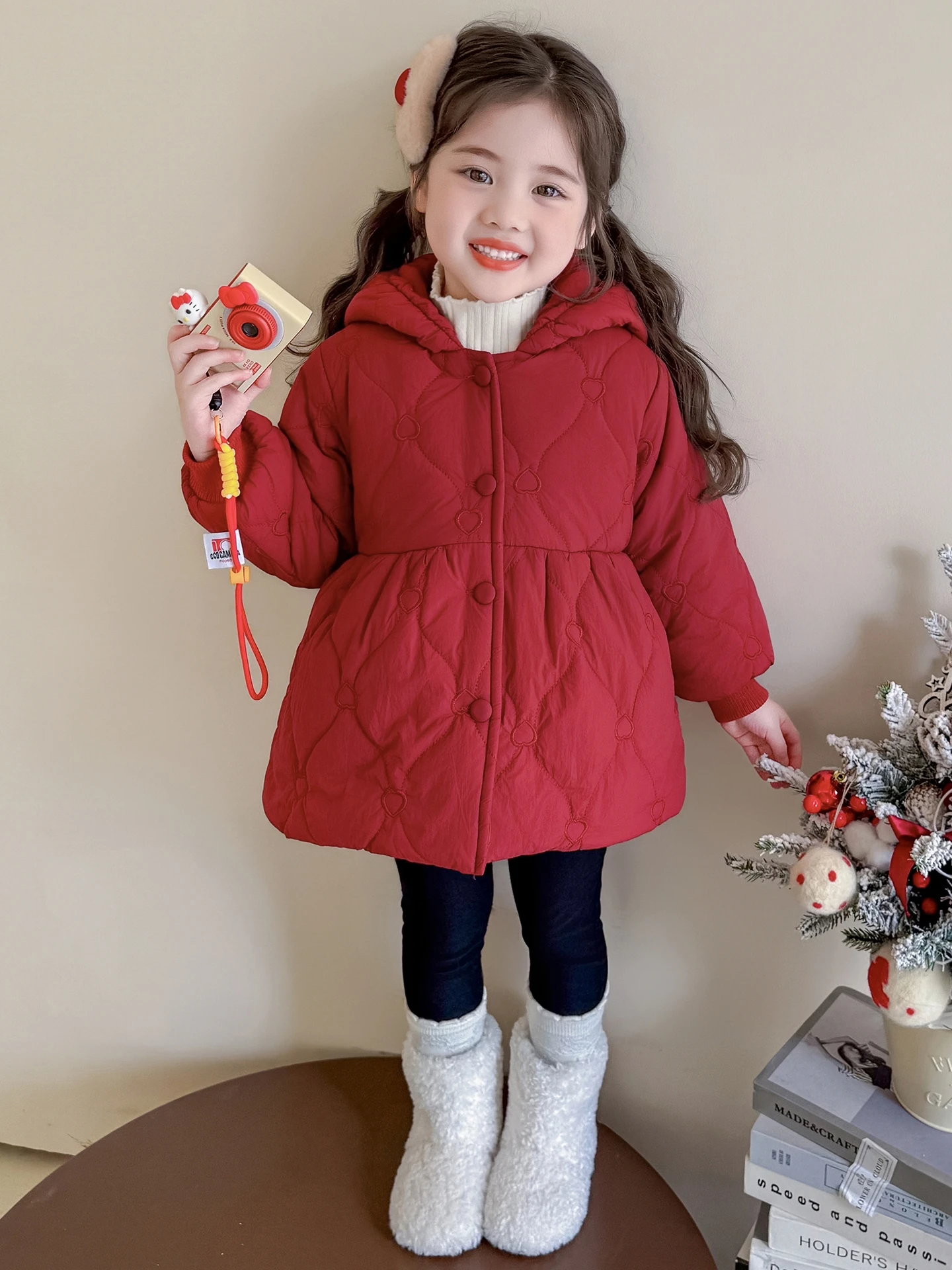 

Thiened Fce Hooded Cartoon Rabbit Girls Cotton Jaet Sweet Cute Warm New Sle 2026 Baby Girl Clothes