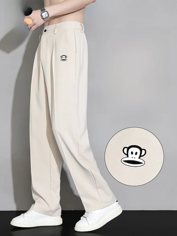

PaulFrank Ice Silk Drape Casual Pants Men's Spring Summer Thin Trendy Loose Straight Leg Trousers Cartoon Animation Pattern