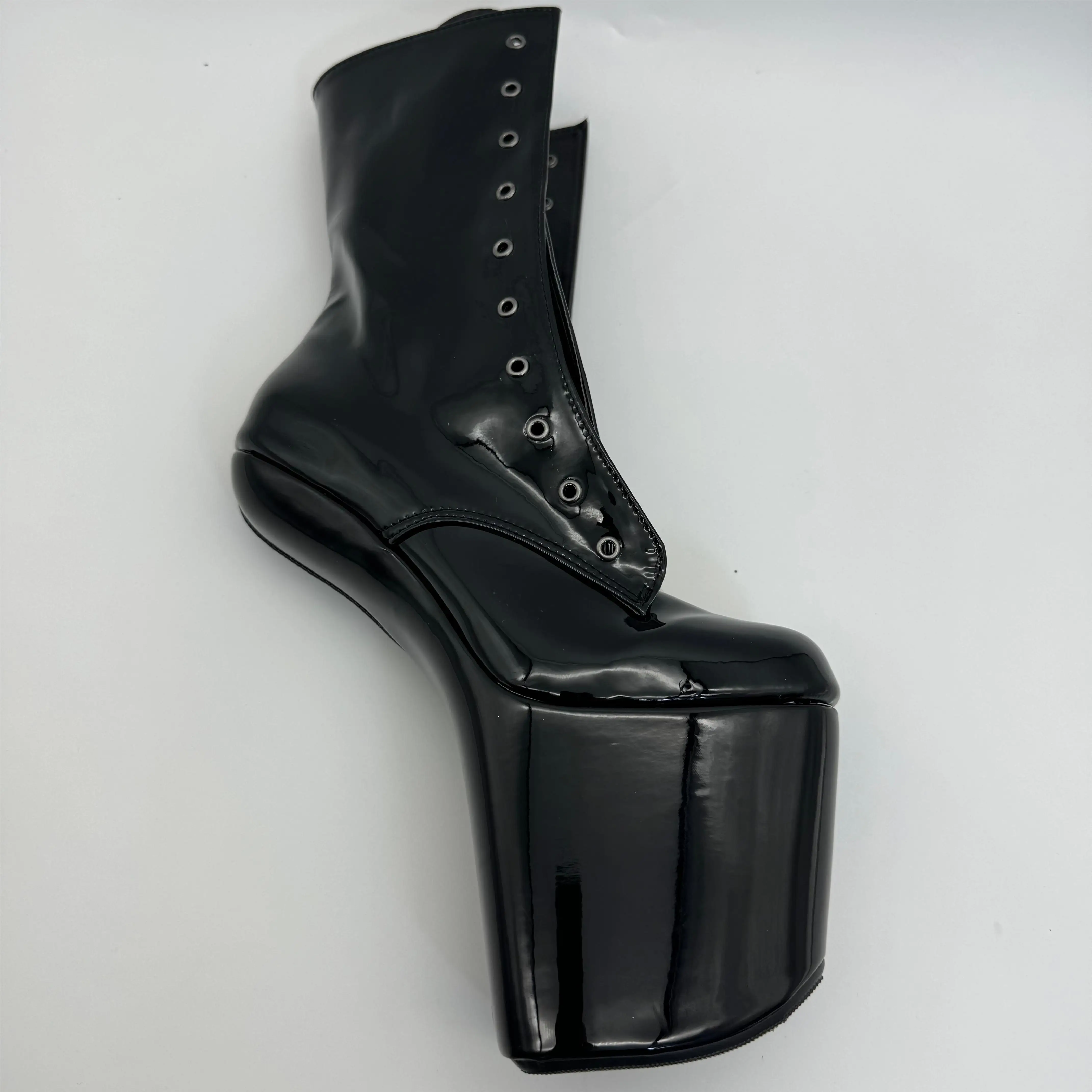 No heel 20cm color can be customized, pole dancing heels, lace-up round toe waterproof platform model stage ankle boots