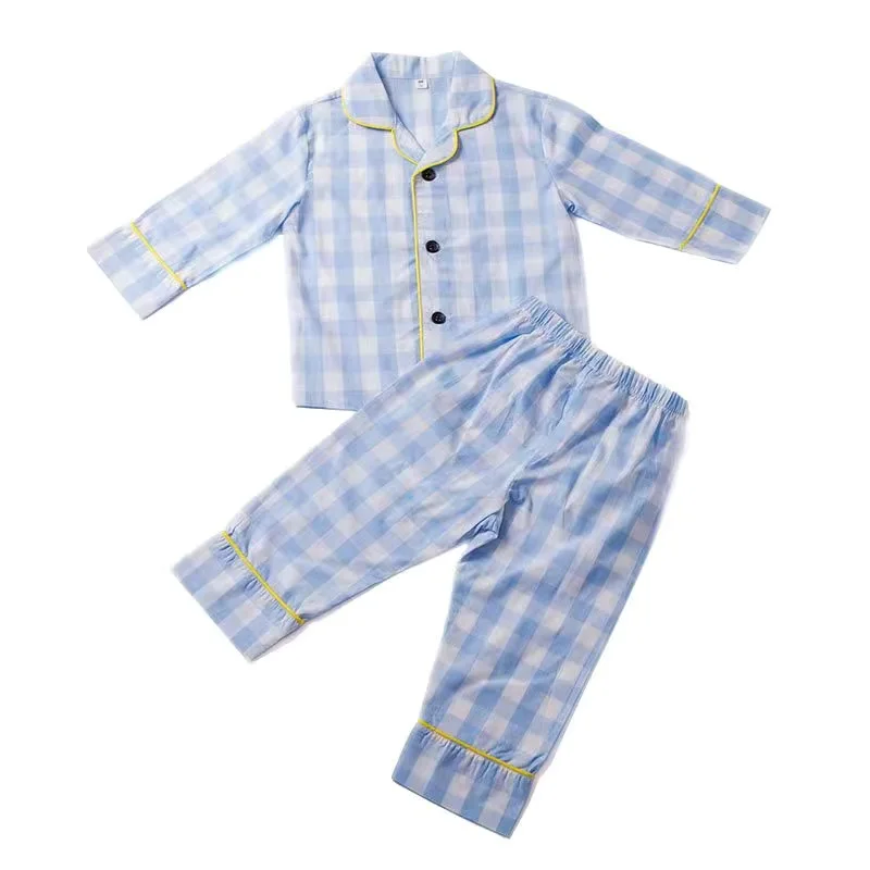 Baby Girl Boy Cotton Plaid Pajamas Clothes Set Shirt+Pant 2PCS Spring Autumn Infant Toddler Child Lounge Set Baby Home Suit 0-5Y