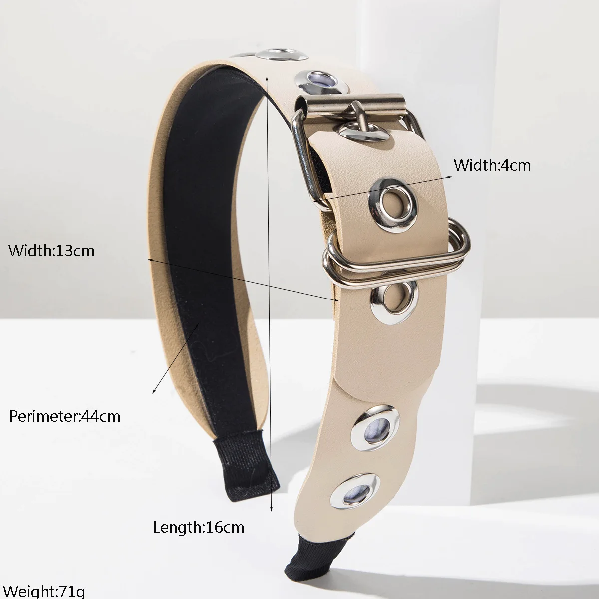 Punk Rivet Eyelet Leather Headbands Adjustable Metal Buckle Wide Hair Band Vintage Y2K Streetwear Women Fashion Hair Accessories